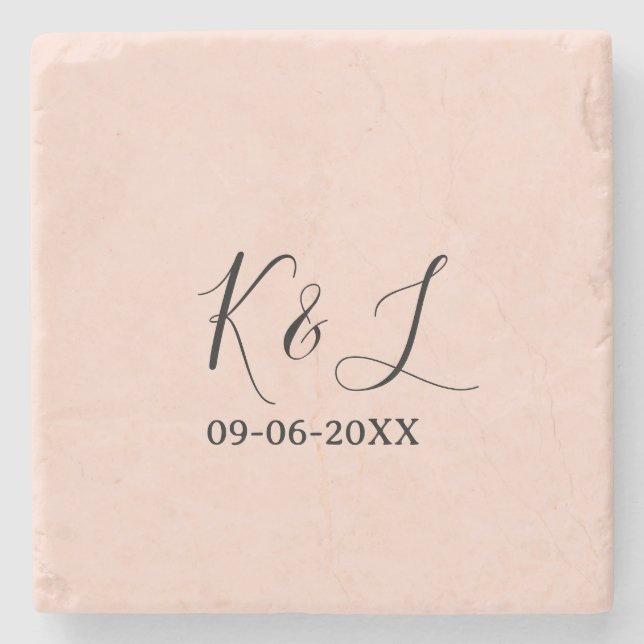 Wedding couple name letter date red pastel backgro stenunderlägg (Framsidan)