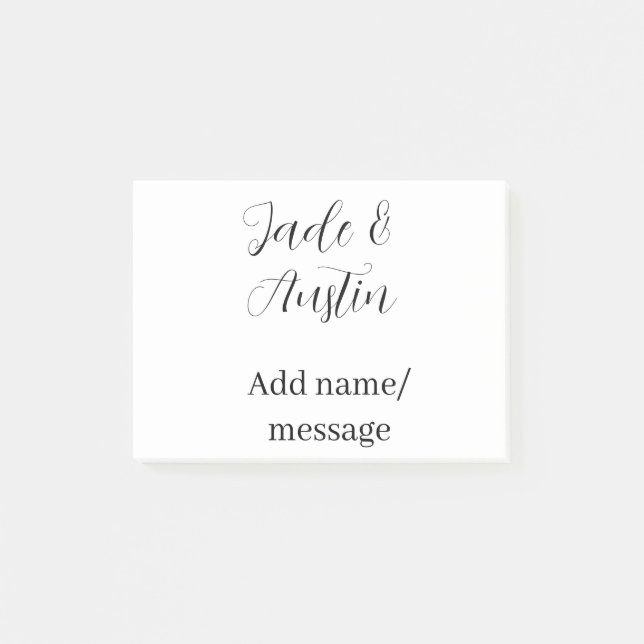 Wedding couple name message date romantic elegant  post-it block (Framsida)