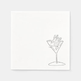 Wedding Couple on a Martini Cocktail Napkin Pappersservett