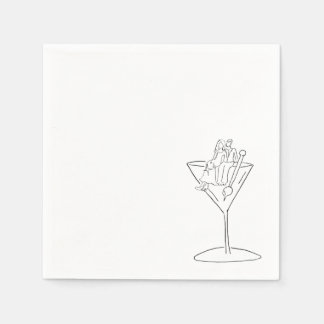 Wedding Couple on a Martini Cocktail Napkin Pappersservett