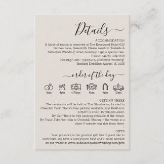 Wedding Cream Details Tilläggskort