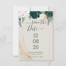Wedding Cream Save the Date Emerald Green Spara Datumet
