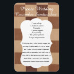 Wedding Cucumber Sandwich Recipe Magnet<br><div class="desc">Give your guests something to talk about with this "Southern-style" cucumber sandwich guide. Featuring a blend of cream cheese, mayo, cucumbers, and more, this recipe is a refined choice for chic baby showers and rustic wedding receptions.</div>