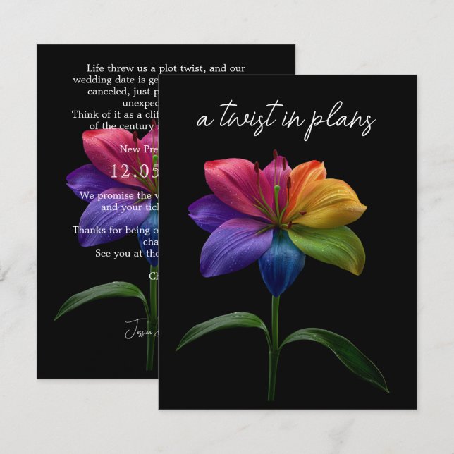 Wedding Date CHANGE Enclosure Card Tilläggskort (Fram/baksida)