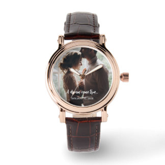 Wedding Date with Quote and Picture of Couple Armbandsur