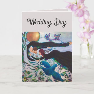 Wedding Day Couple in Love Whimsical Art  Kort