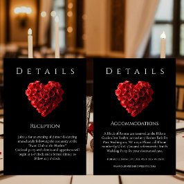 Wedding Details-Heart Shaped Red Roses Tilläggskort