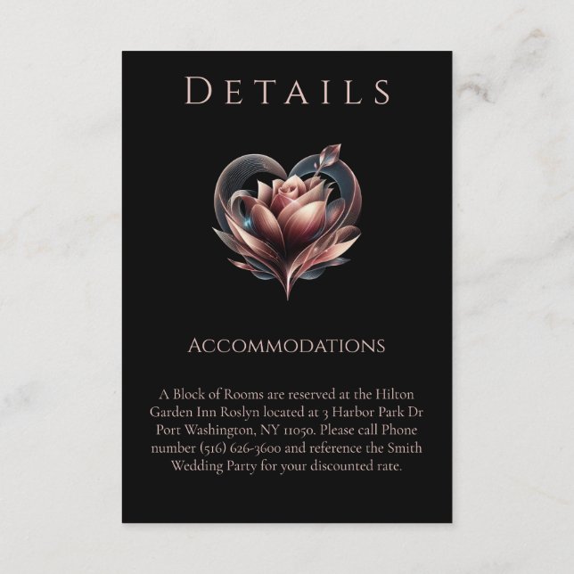 Wedding Details-Modern Rose with a Heart- Tilläggskort (Baksida)