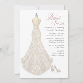 Wedding Dress with Shoes Bridal Shower Invitation Inbjudningar
