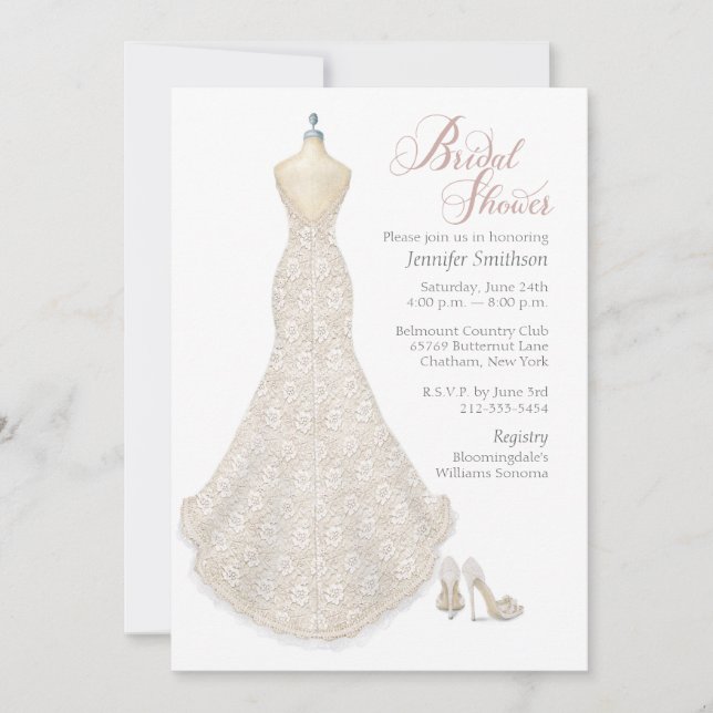 Wedding Dress with Shoes Bridal Shower Invitation Inbjudningar (Framsida)