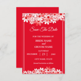 Wedding Elegant Red White Floral Spara Datumet