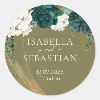 Wedding Emerald Green yellow Rose Runt Klistermärke