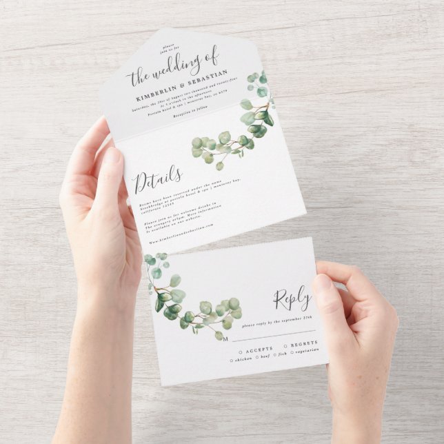Wedding Eucalyptus botanical invitation elegant (Avrivbar del)