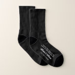 Wedding Favor Funny Black Strumpor<br><div class="desc">Få ut dina gäster från bröllop på dansa golv i roligten "dessa fötter dansade till kärlek vid bröllop av" sockar. Anpassa dessa souvenir-keepsakes med ditt första namn och bröllop-datum i vit typografi mot svart bakgrund.</div>