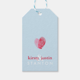 WEDDING FAVOR GIFT MÄRKRE söt fingeravtrycksblått Presentetikett