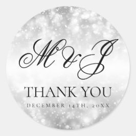 Wedding Favor Märkre Silver Shimmer Ljus Runt Klistermärke