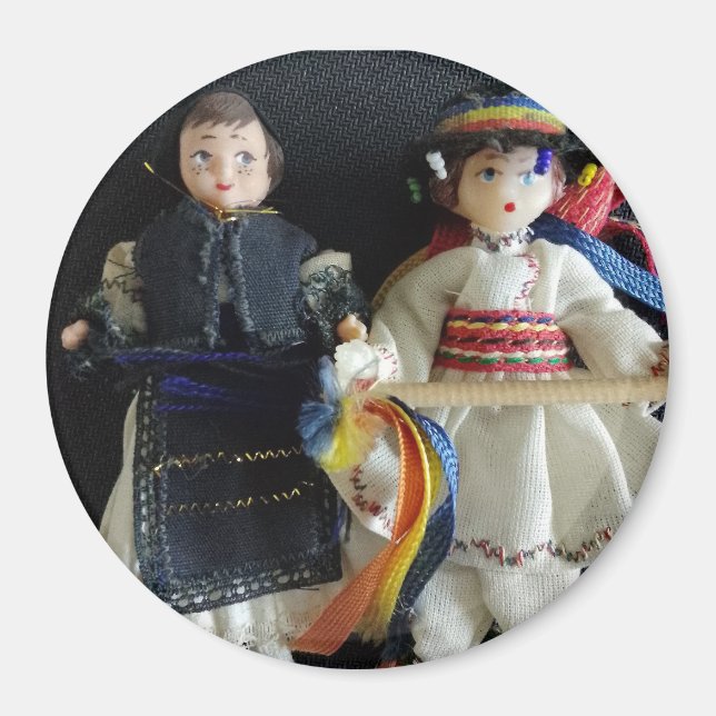 Wedding Favor Rumänsk National Costume Magnet (Framsidan)