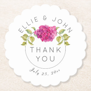 Wedding Favor Shock rosa Hydrangea Underlägg Papper