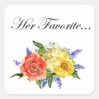 Wedding Favor Sticker Fyrkantigt Klistermärke