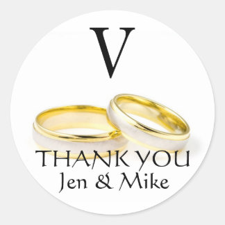 Wedding Favor Stickers Tack Guld Ringar Runt Klistermärke