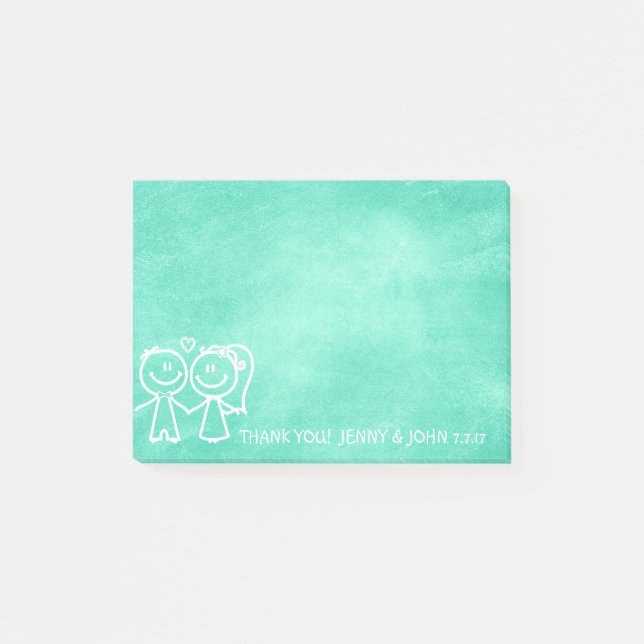 Wedding Favor Tack Chalkboard Mint Aquamarine Post-it Block (Framsida)