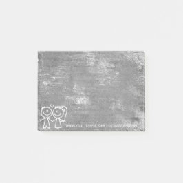 Wedding Favor Tack Grått Distress Silver Post-it Block