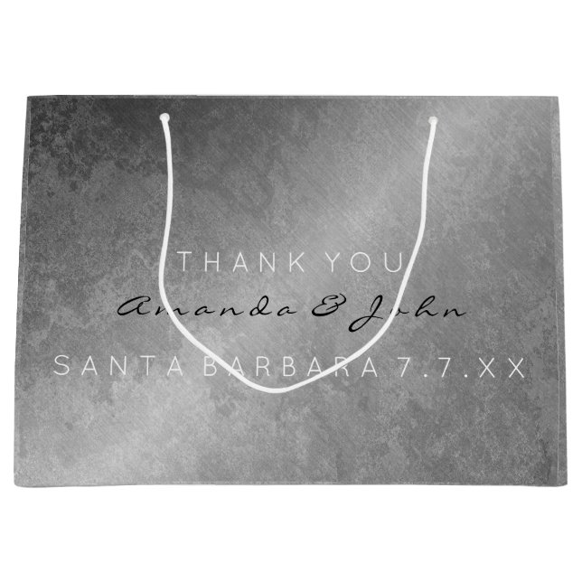 Wedding Favor Tack Grått Silver Grungy (Framsidan)