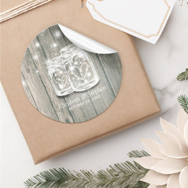 Wedding Favor Tack Rustic Wood Mason Burk Lamp Runt Klistermärke