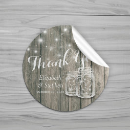 Wedding Favor Tack Rustic Wood Mason Burk Lamp Runt Klistermärke