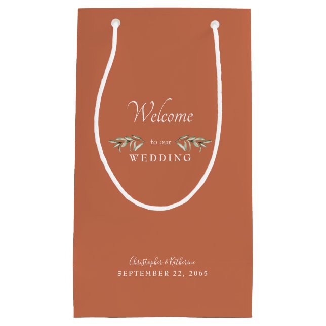 Wedding Favor Terracotta Namn & Date (Framsidan)