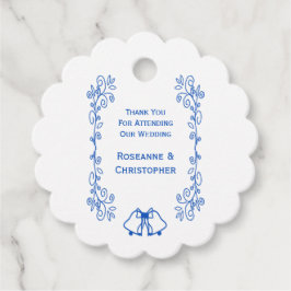 Wedding Favour Gift Tag Blue Sapphire Bells Gåvor Etiketter