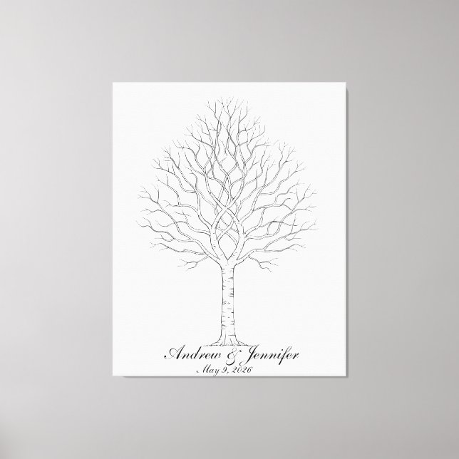 Wedding Fingerprint Tree Guest Book Alternative Canvastryck (Framsida)