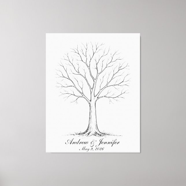 Wedding Fingerprint Tree Guest Book Alternative Canvastryck (Framsida)