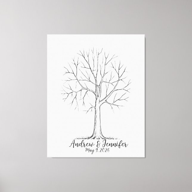 Wedding Fingerprint Tree Guest Book Alternative Canvastryck (Framsida)