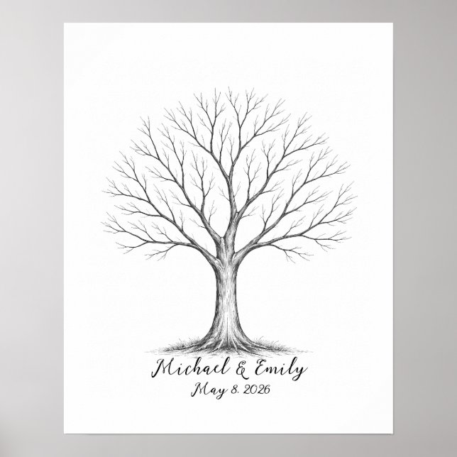 Wedding Fingerprint Tree Guest Book Alternative Poster (Framsidan)