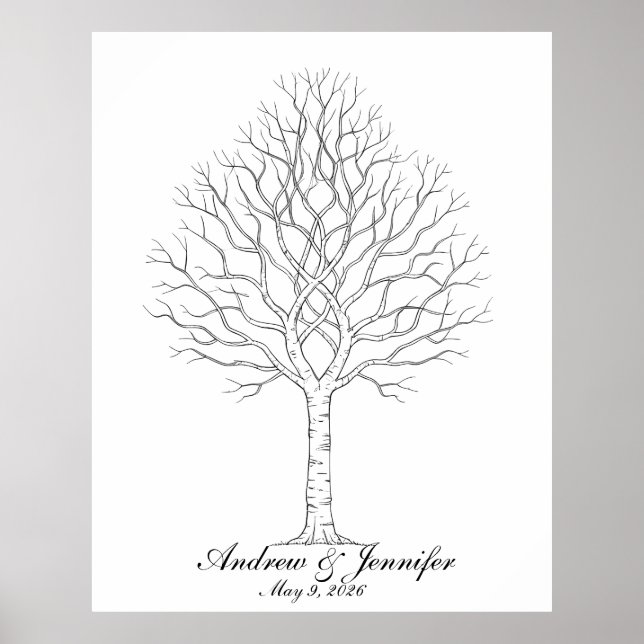 Wedding Fingerprint Tree Guest Book Alternative Poster (Framsidan)