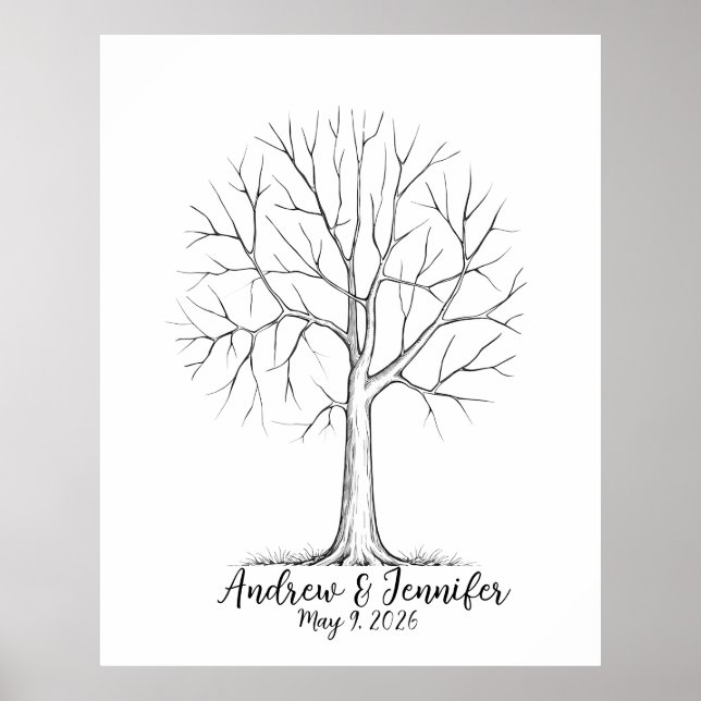 Wedding Fingerprint Tree Guest Book Alternative Poster (Framsidan)