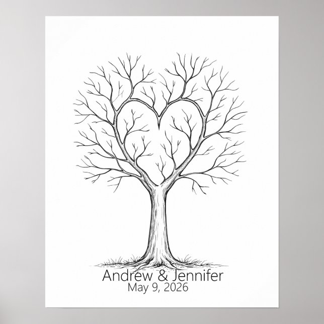 Wedding Fingerprint Tree Guest Book Alternative Poster (Framsidan)