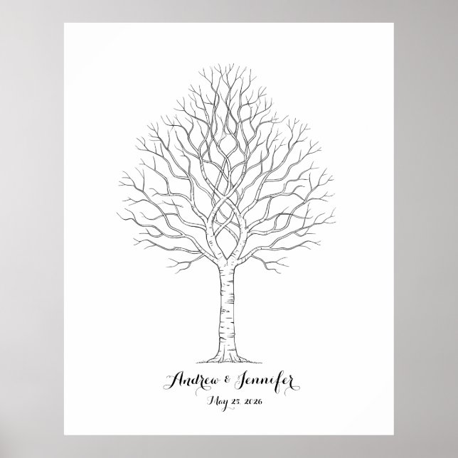 Wedding Fingerprint Tree Guest Book Alternative Poster (Framsidan)