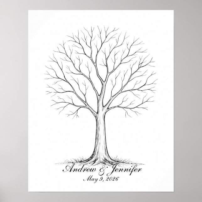 Wedding Fingerprint Tree Guest Book Alternative Poster (Framsidan)