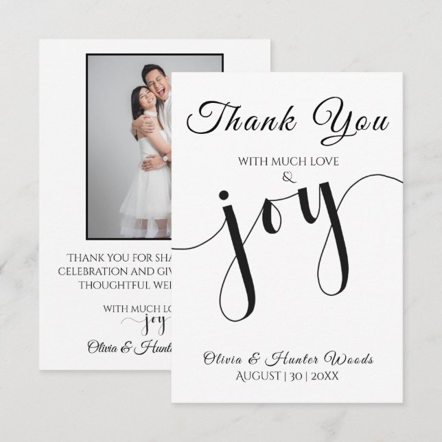 Wedding Flat Thank You Card Simple Script Tack Kort (Fram/baksida)