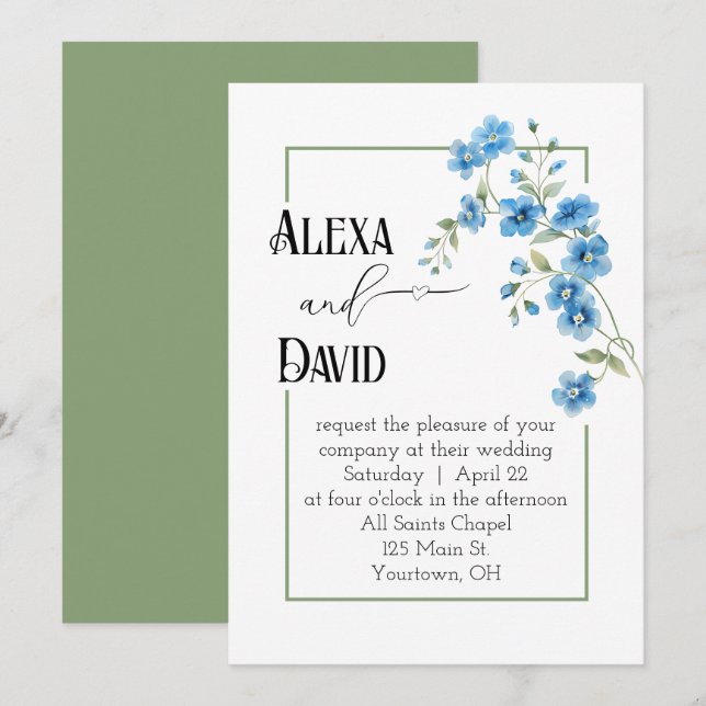 Wedding Floral Frame On White Inbjudningar (Fram/baksida)