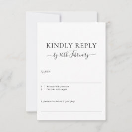 Wedding Formal Black Signature Kindly Reply OSA Kort