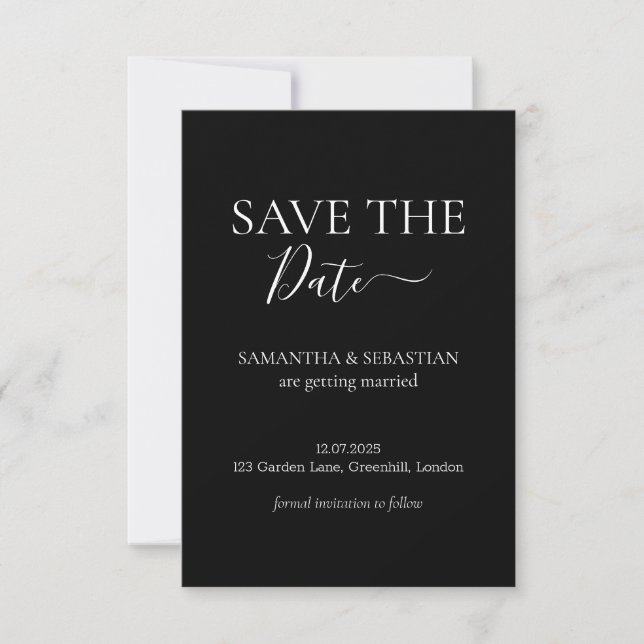 Wedding Formal Save the Date Black Spara Datumet (Framsida)