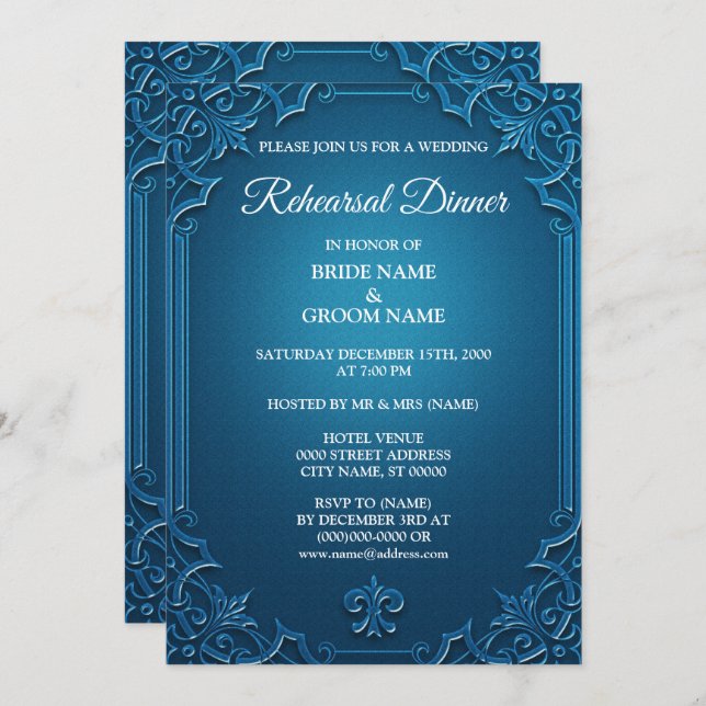Wedding Geometric Teal Turquoise Rehearsal Dinner Inbjudningar (Fram/baksida)