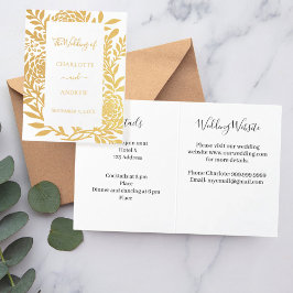 Wedding gold botanical website details luxury folierat kort