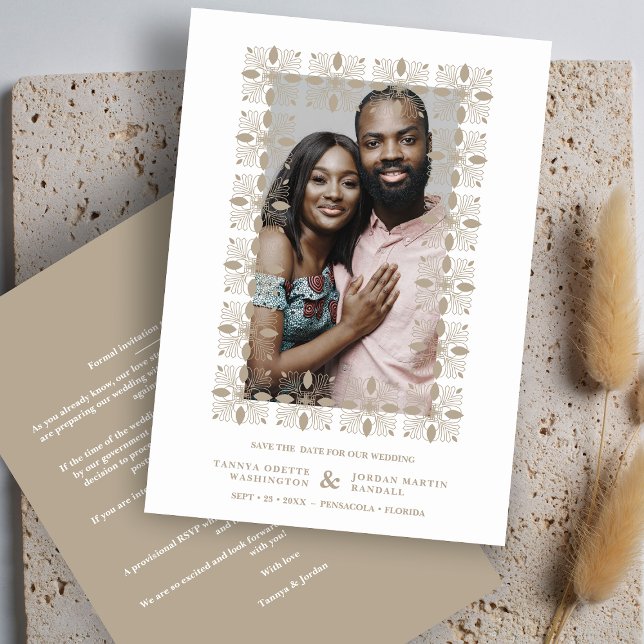 Wedding Gold Fancy Ornament Lace Effect Modern Spara Datumet (Skapare uppladdad)