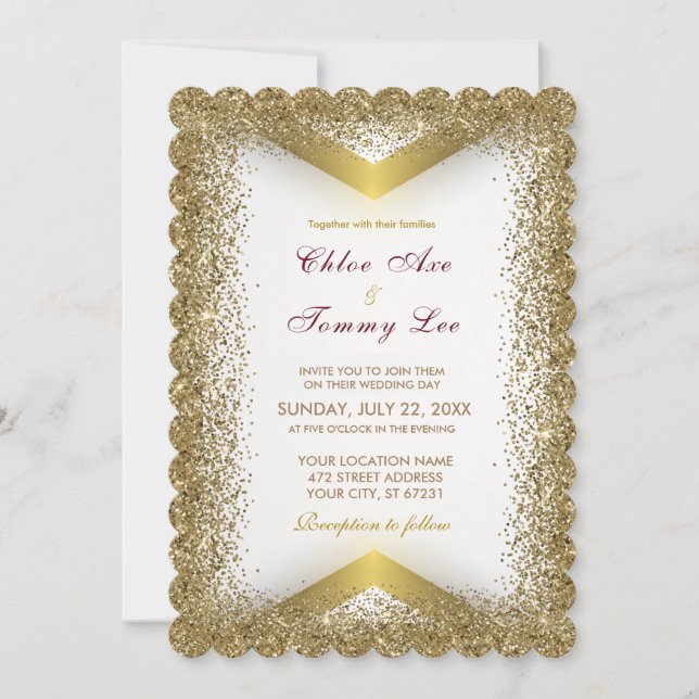 Wedding Gold Glitter Invitation Inbjudningar (Framsida)