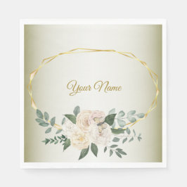 Wedding Greenery Leaves Pink Floral Gold Geometric Pappersservett