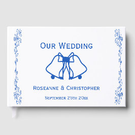 Wedding Guest Book Blue Sapphire Bells Scrollwork Gästböcker